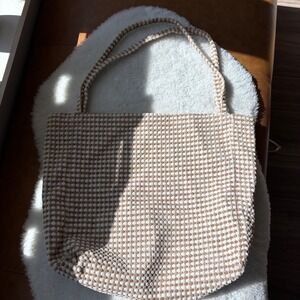 Woven Tote Bag, Crochet‎ Style Knit, Textured, Shoulder Bag